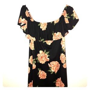 off the shoulder black dress